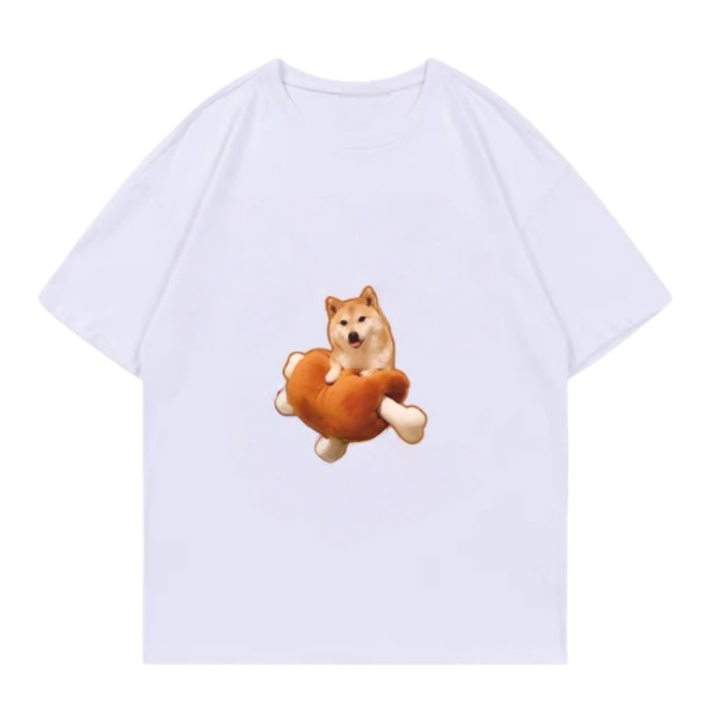 Cartoon Pillow Dog Print T-Shirt