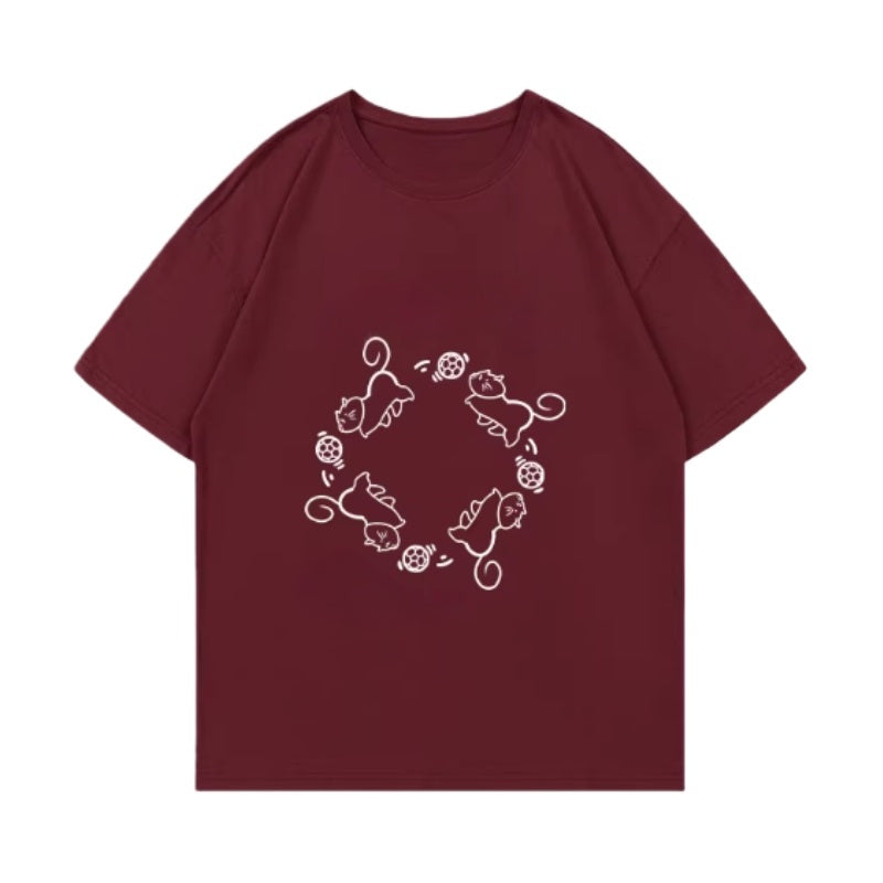 Trendy Loose-Fit Vintage Red T-Shirt