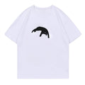 White T-Shirt With A Cat Silhouette Print
