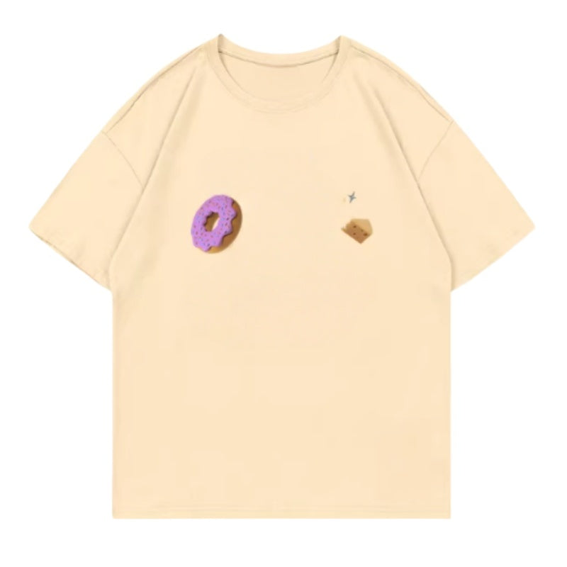 100% Cotton Donut Creative Print T-Shirt