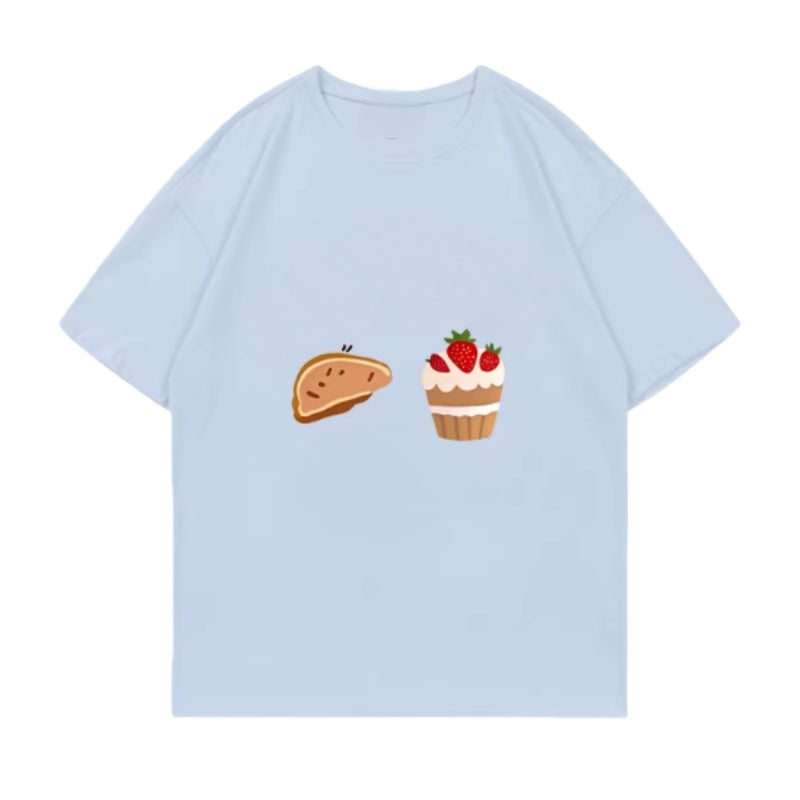 Sweet Cake Print Blue T-Shirt