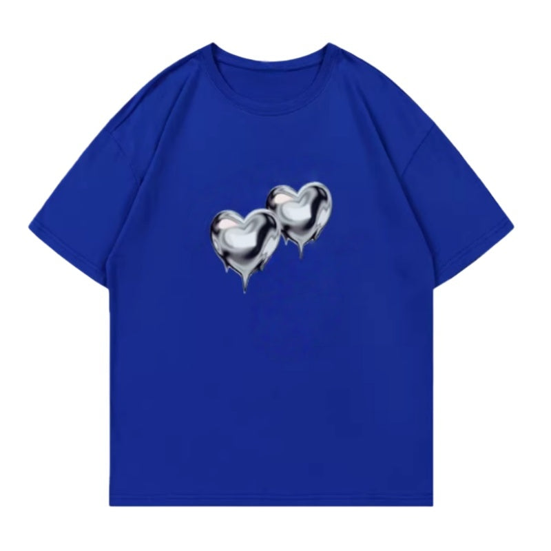 Liquid Heart Print Trendy T-Shirt